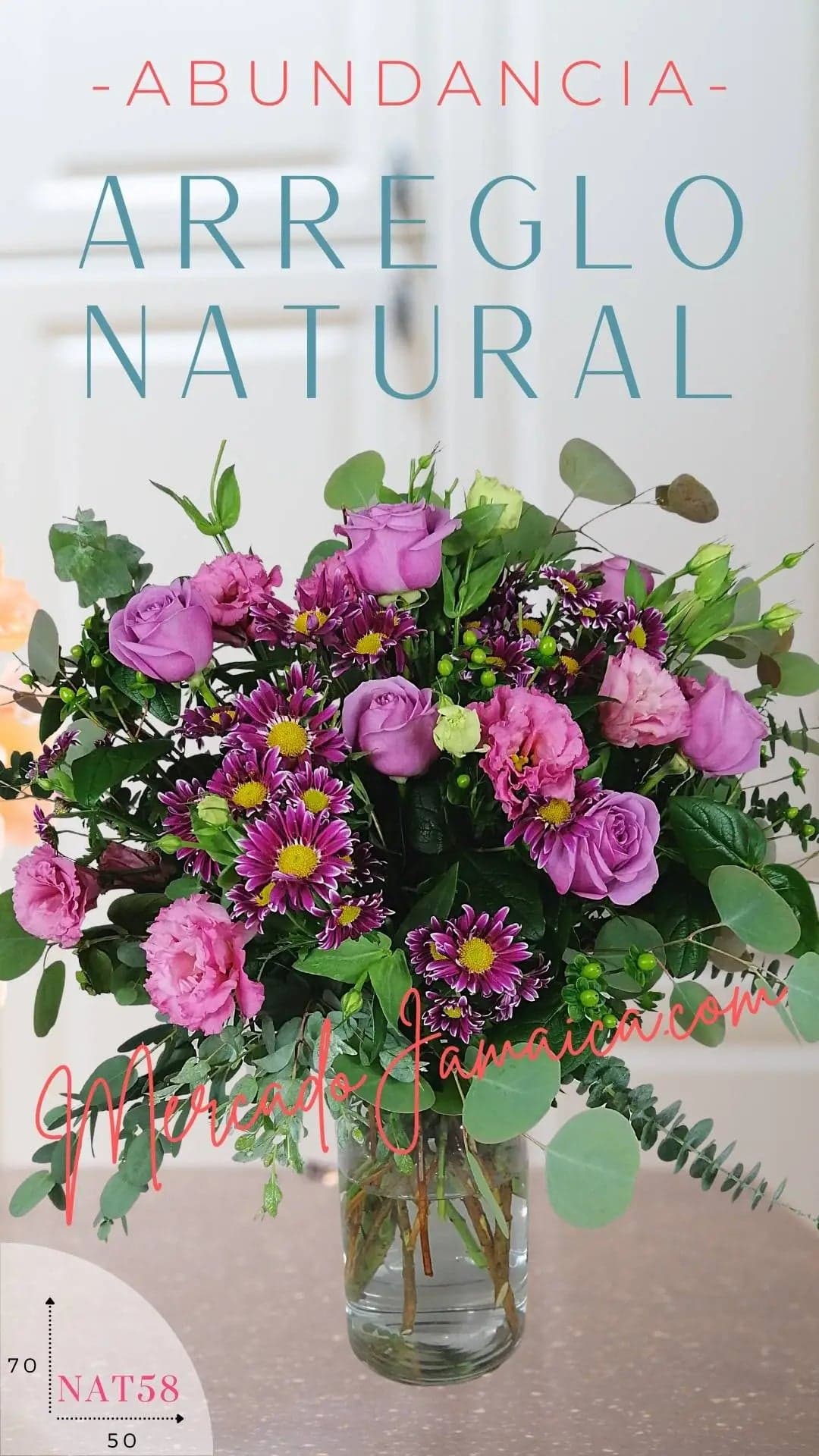 Arreglo Rosas Lila, Lisianthus y Margaritas CDMX