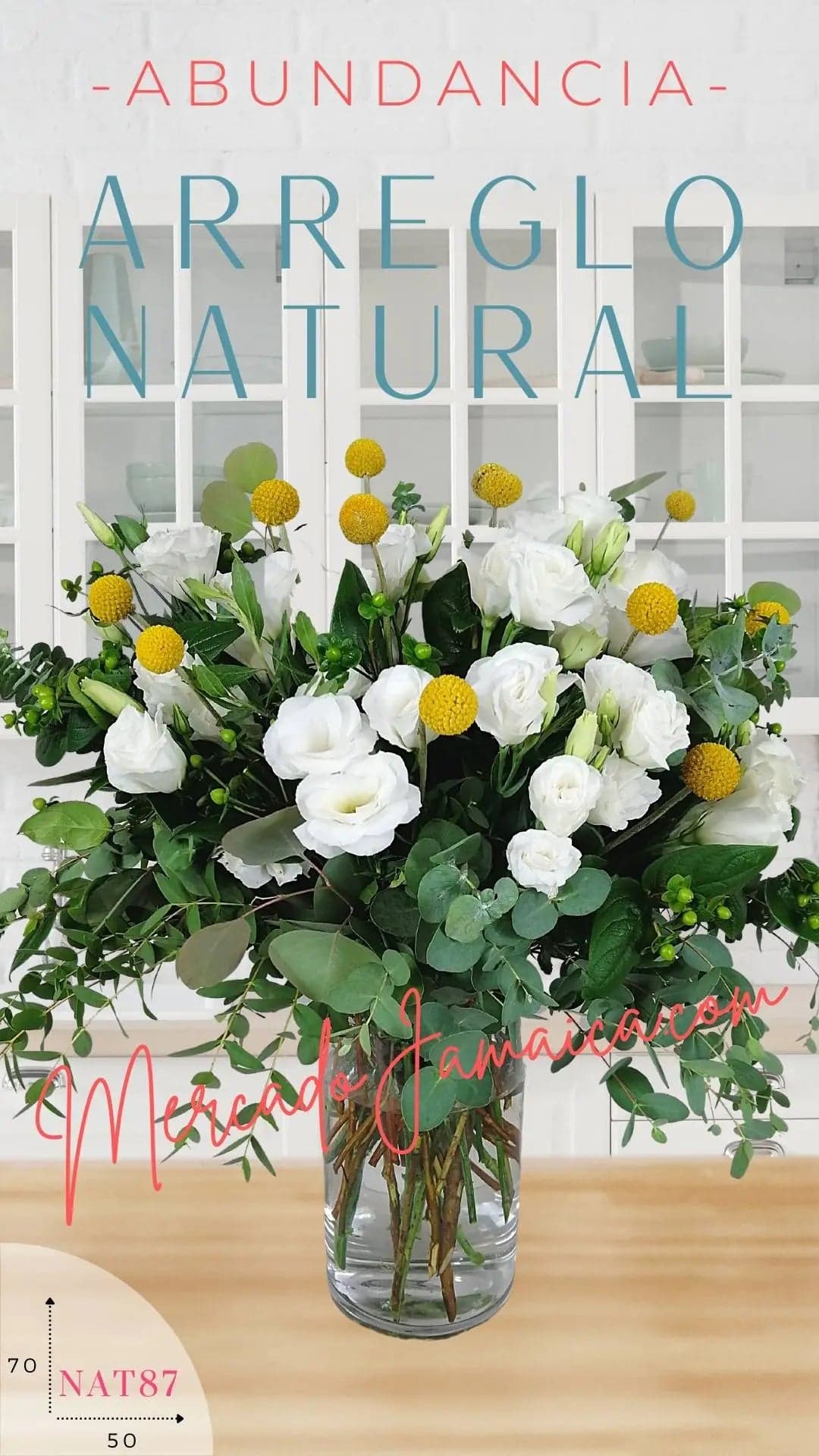 Arreglo Lisianthus y Craspedias en Florero CDMX