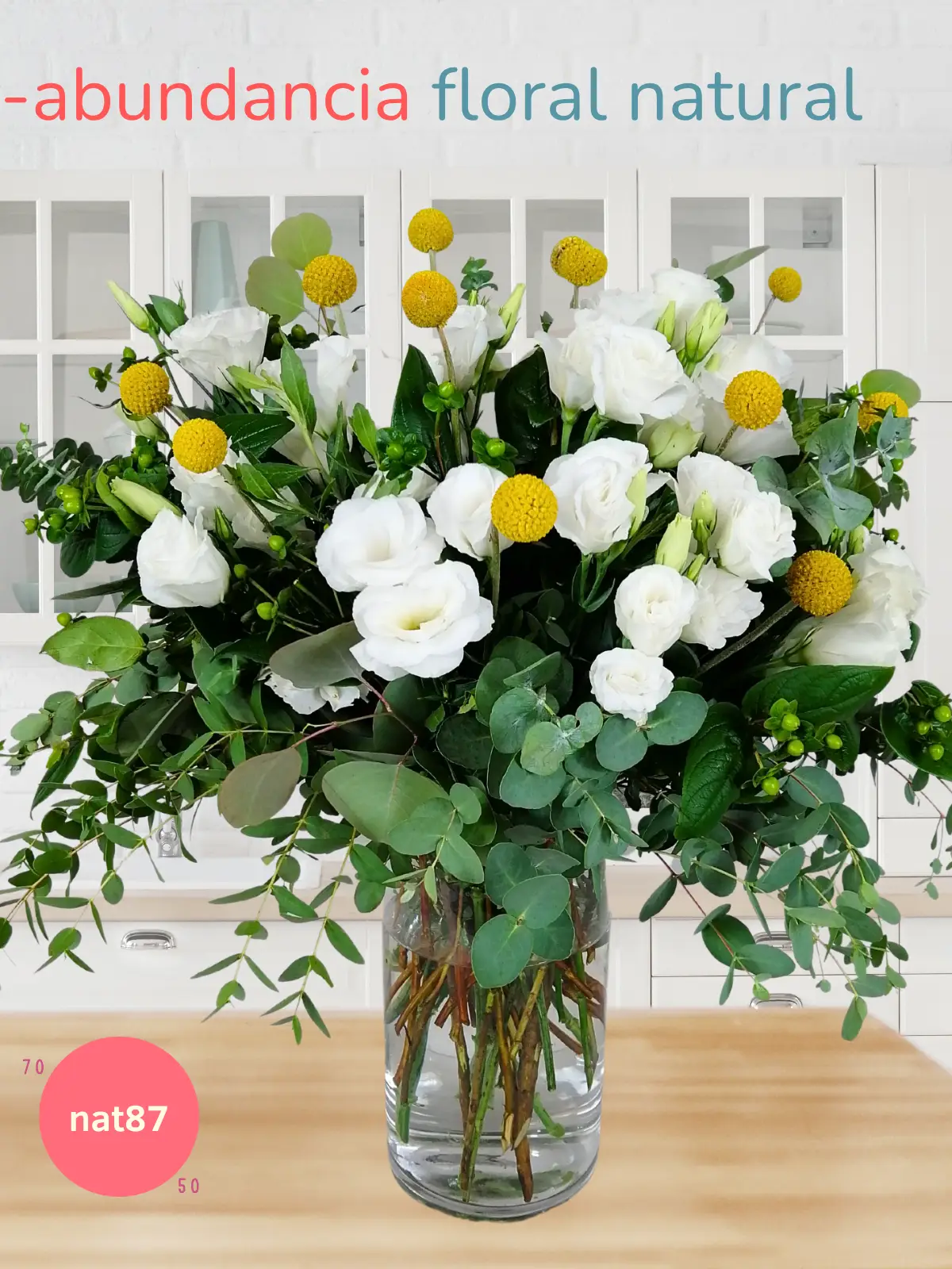 Arreglo Lisianthus y Craspedias en Florero CDMX