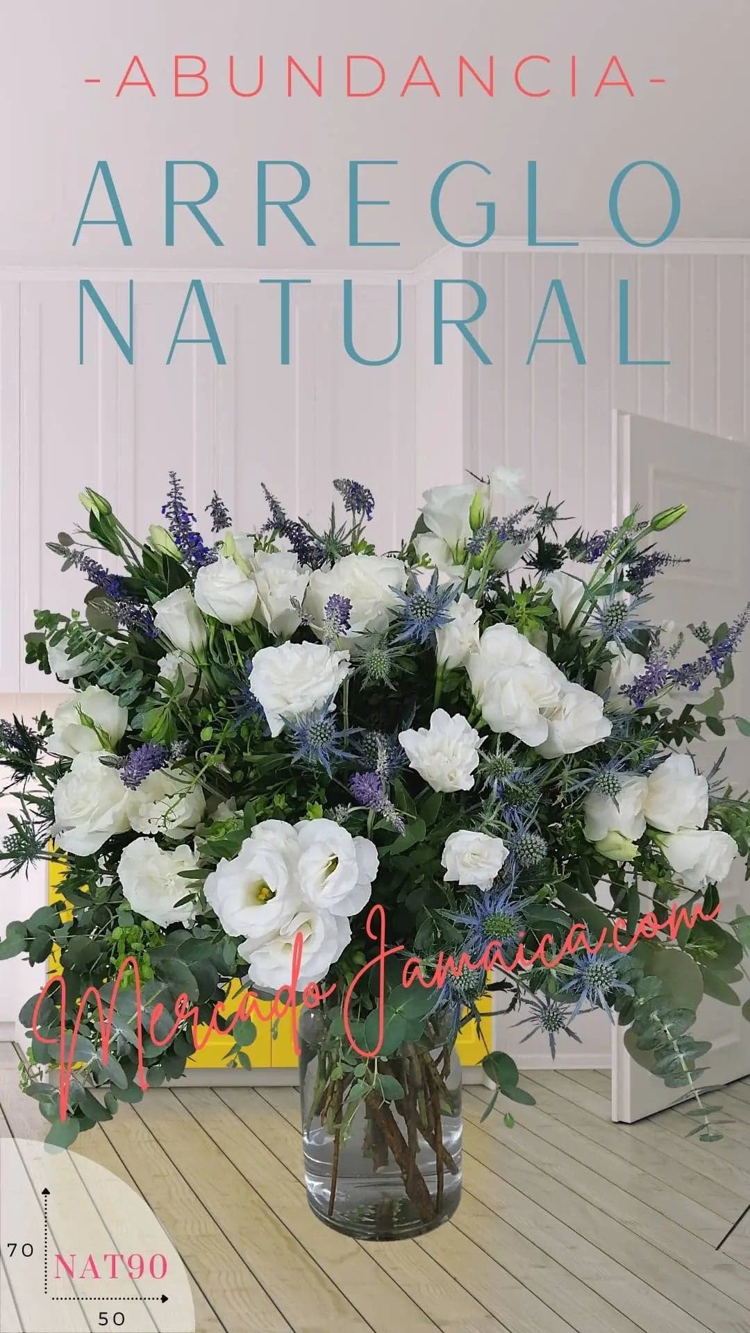 Arreglo Lisianthus Blanco y Lavanda en Florero CDMX
