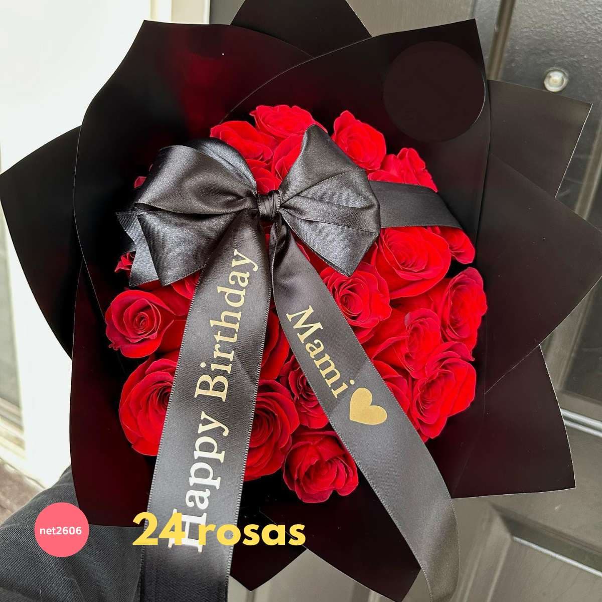 Ramo 24 Rosas Rojas con Moño Satinado CDMX