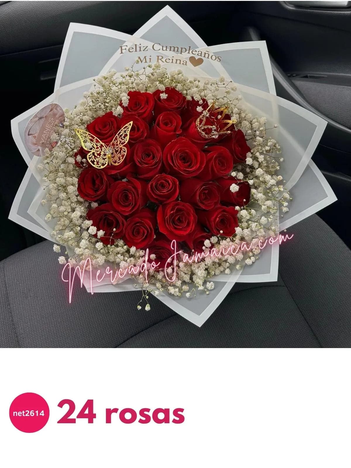 24 Rosas Rojas con Corona – Entrega CDMX