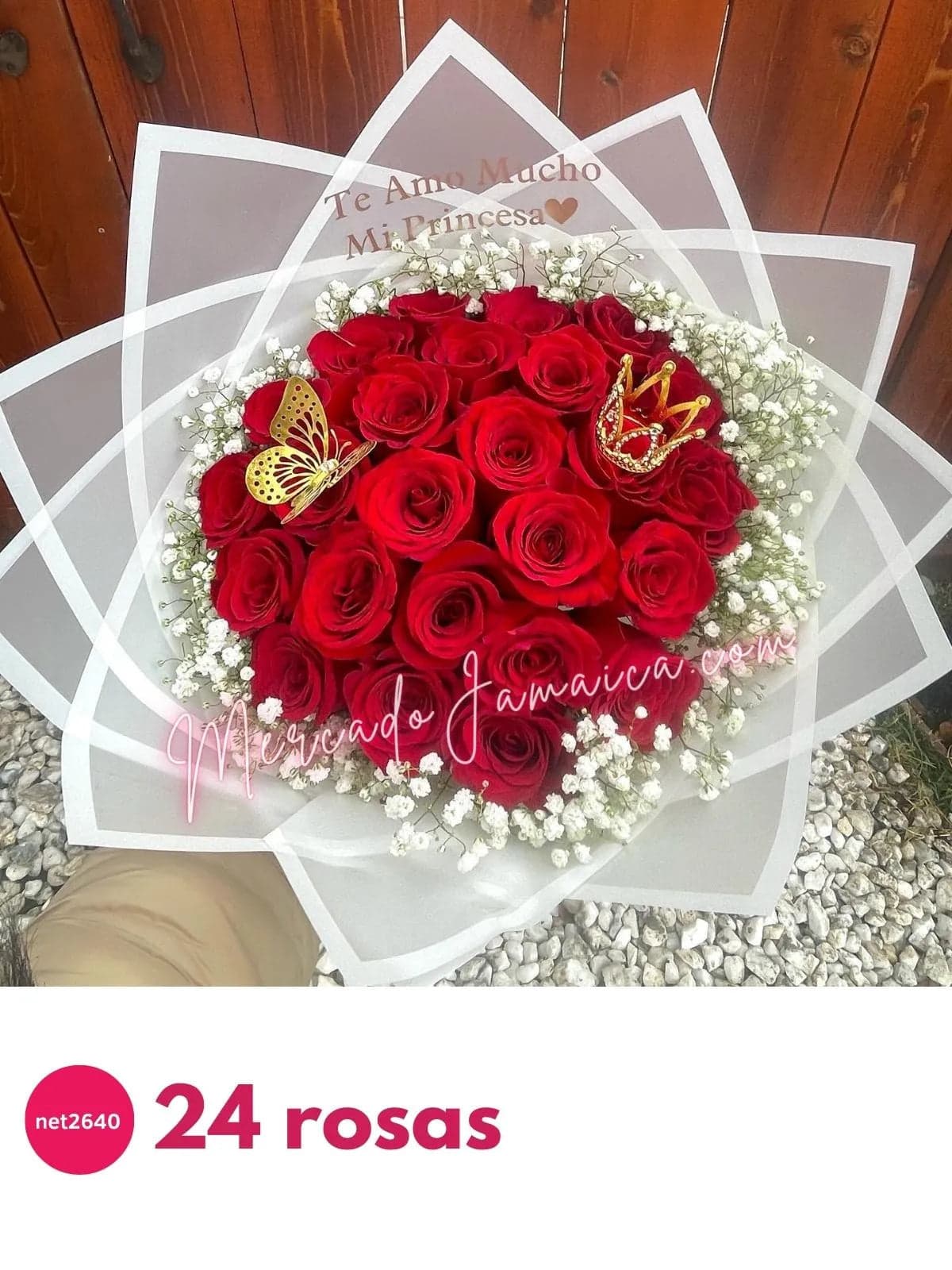 Ramo 24 Rosas Rojas con Corona – Entrega CDMX