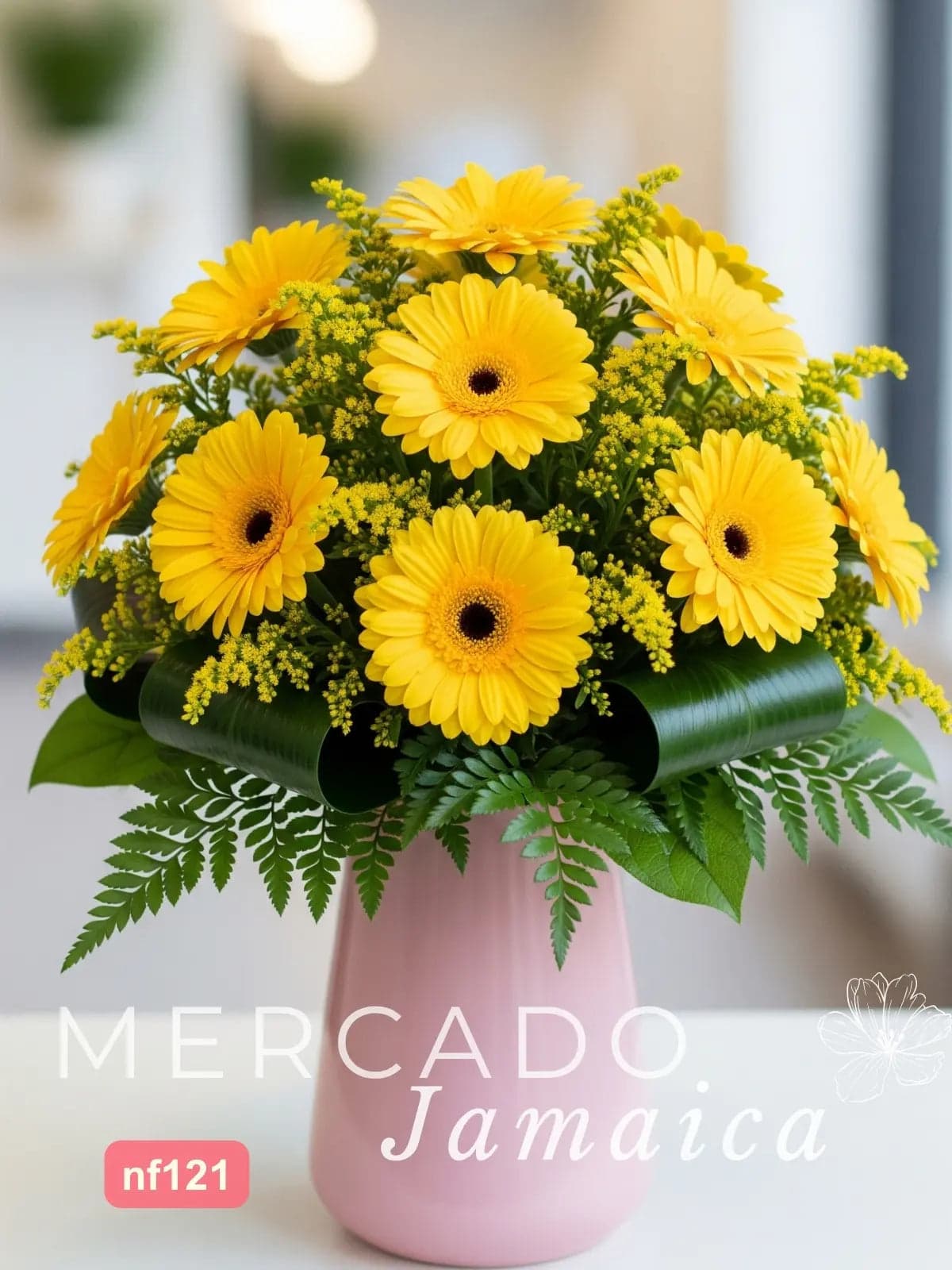 10 Gerberas Amarillas en Florero | CDMX a Domicilio
