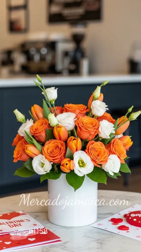 Fuego Cítrico: 24 Rosas y 20 Tulipanes Naranja CDMX