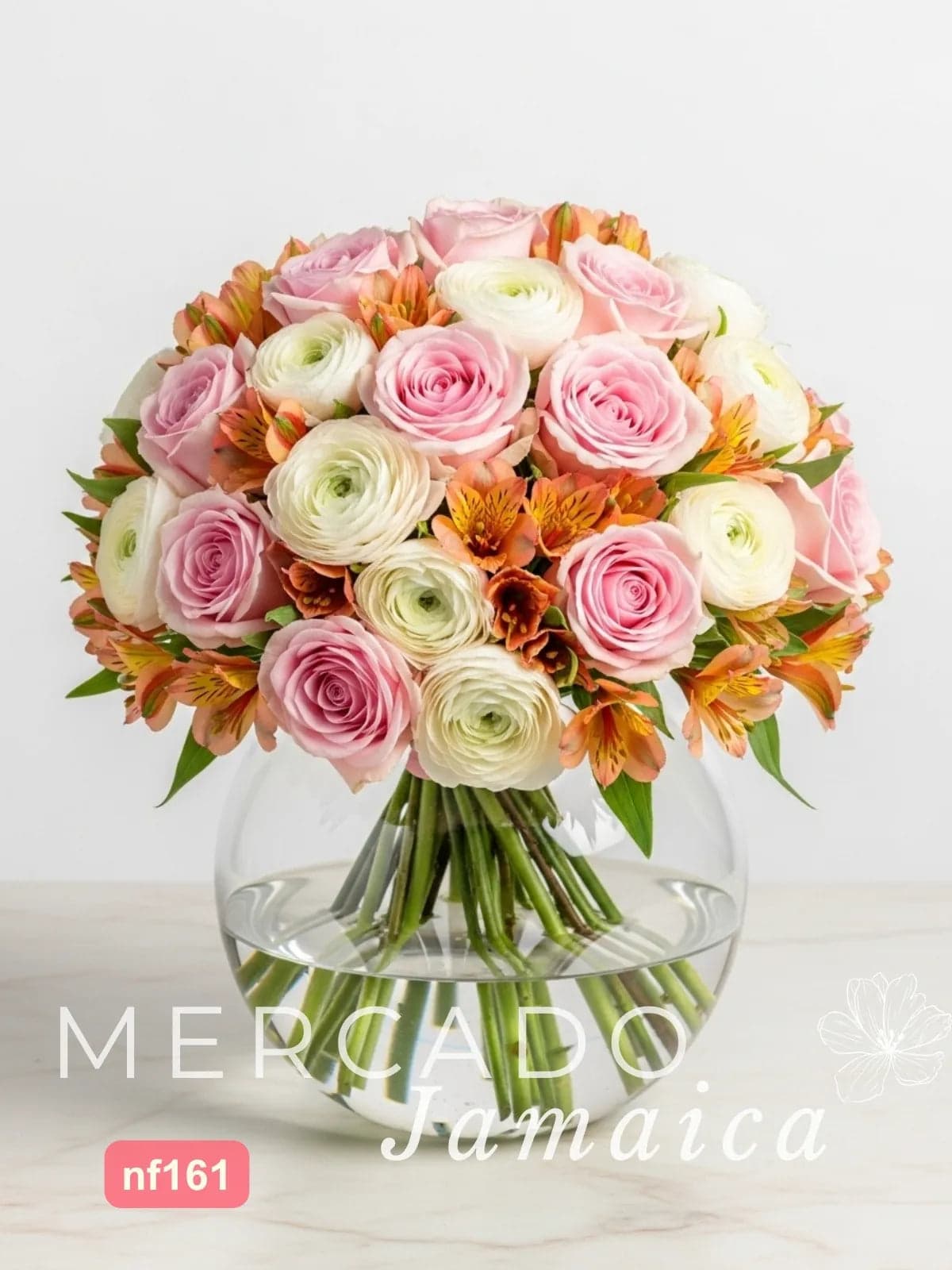 24 Rosas Rosa, Ranúnculos y Alstroemerias CDMX