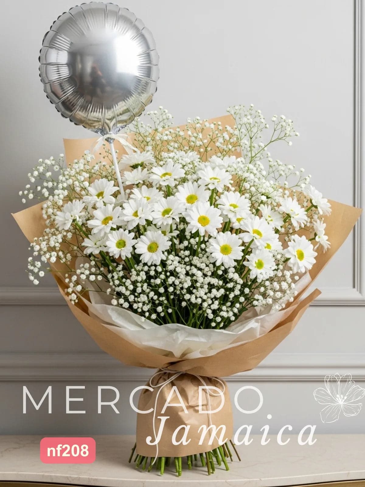 Ramo de Margaritas con Gypsophilia y Globo CDMX