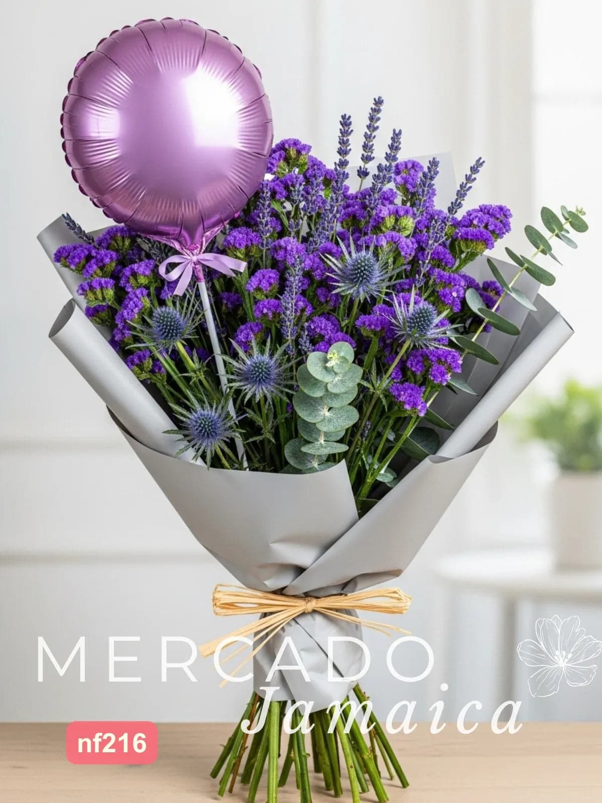 Ramo Silvestre Eryngium y Eucalipto CDMX