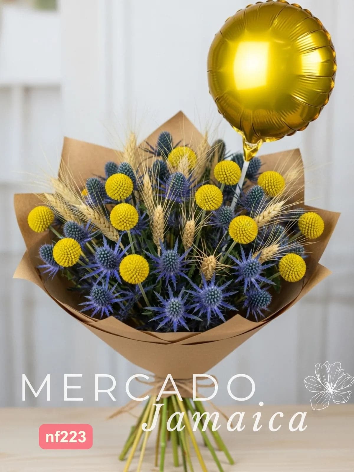 Ramo Constelación 20 Craspedias y Eryngium CDMX