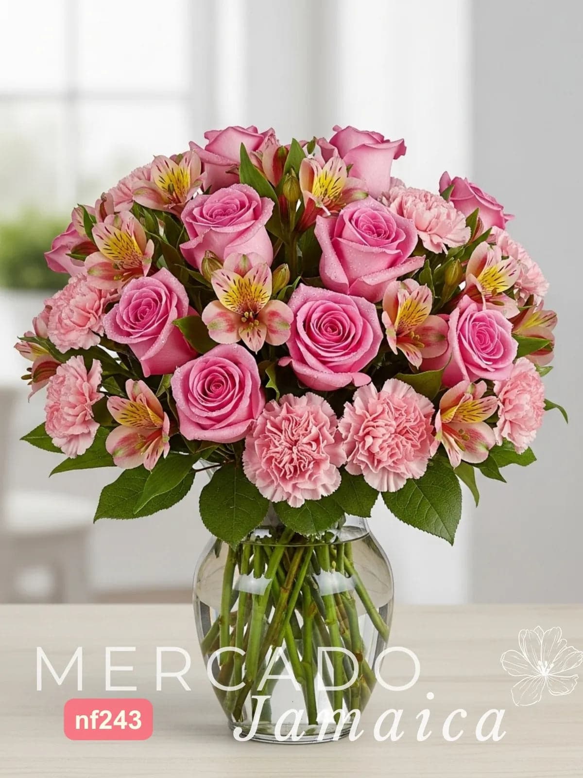 Arreglo Sinfonía Rosa: 12 Rosas y Claveles CDMX