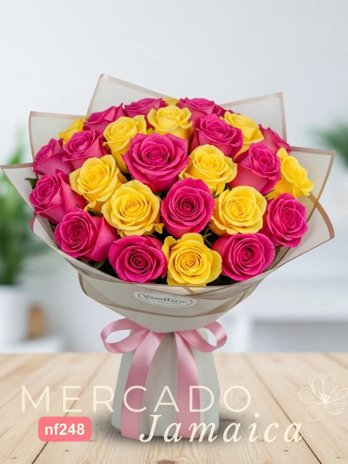 Ramo 30 Rosas Bicolor Fucsia y Amarillas CDMX