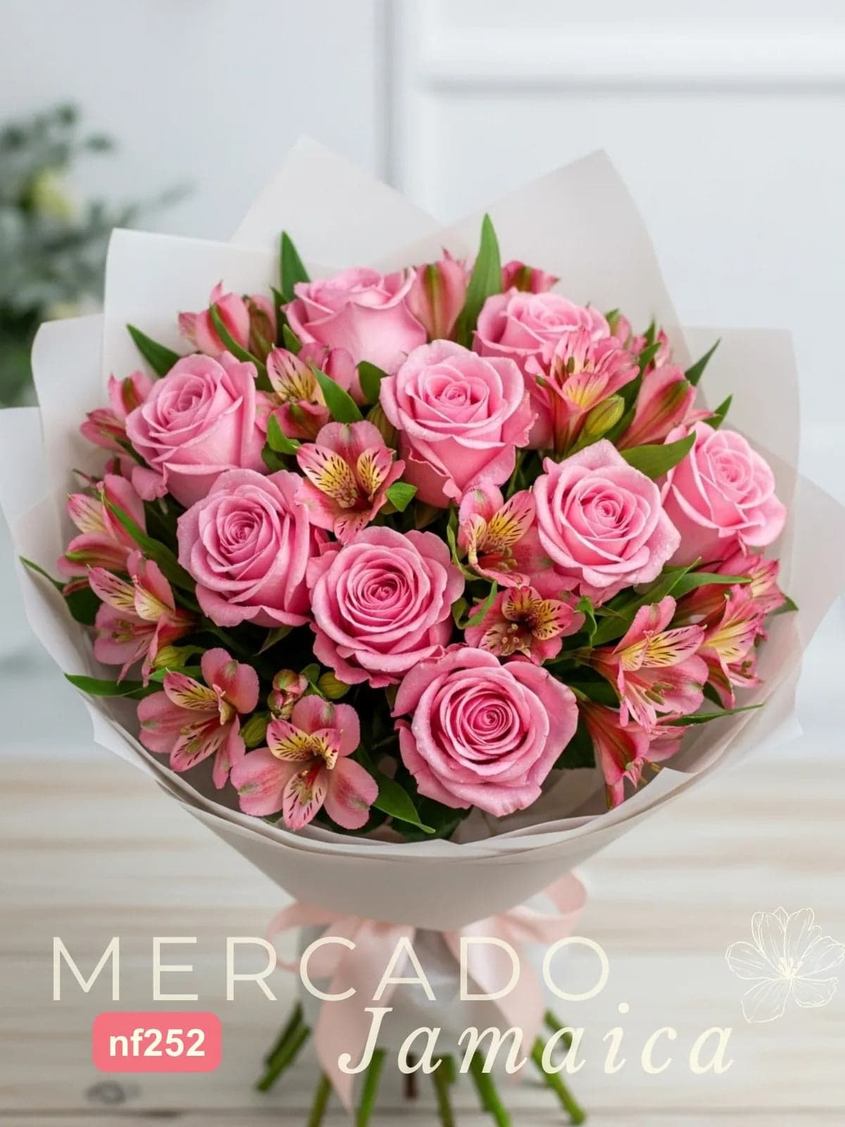 Ramo 12 Rosas Rosas y Alstroemerias CDMX