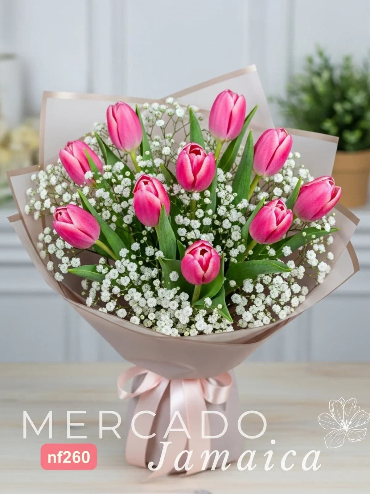 Ramo 10 Tulipanes Dobles Flash Point Rosa CDMX