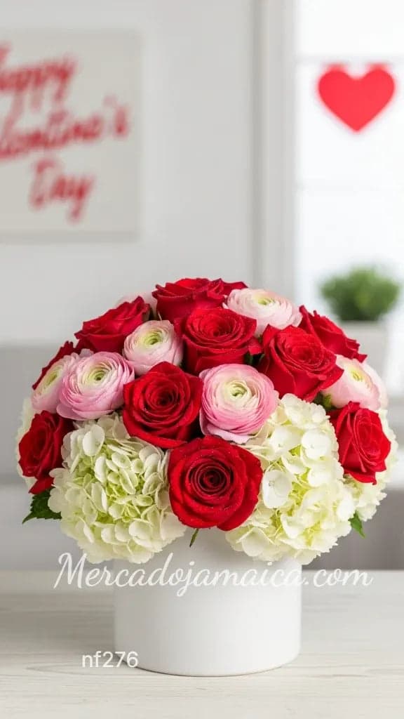 18 Rosas Rojas con Ranúnculos y Hortensias CDMX
