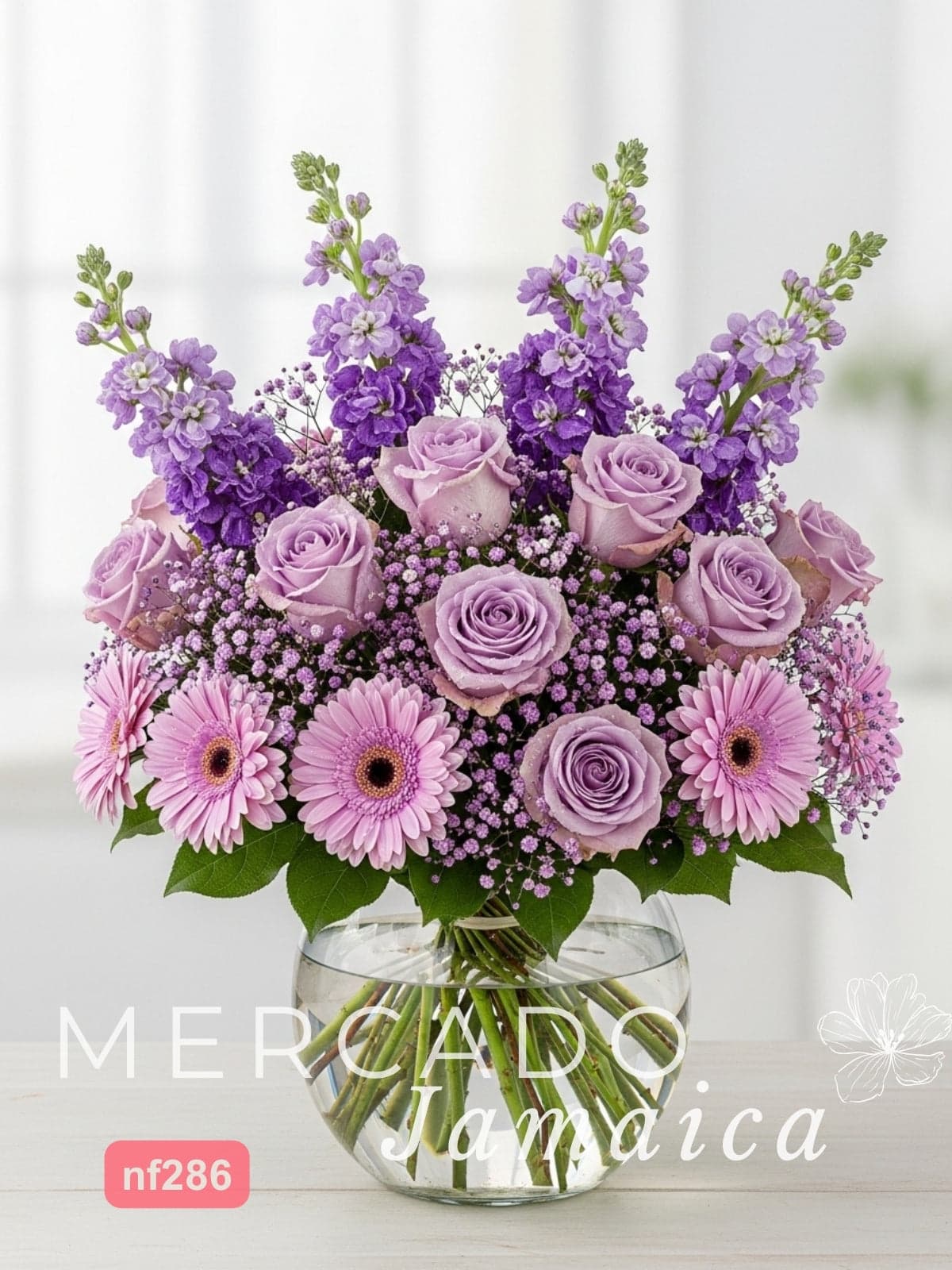 24 Rosas y Gerberas Lila en Florero – CDMX