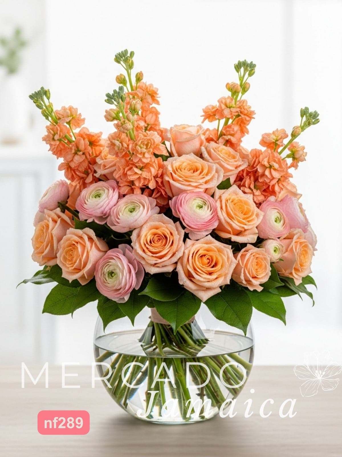 Arreglo 24 Rosas Durazno y Ranúnculos CDMX