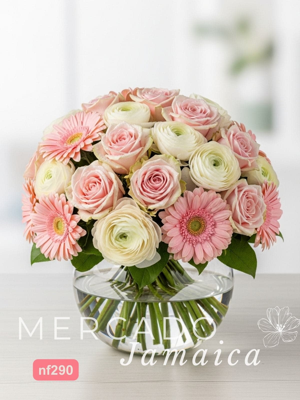 Arreglo 24 Rosas y Gerberas Rosas en Florero CDMX