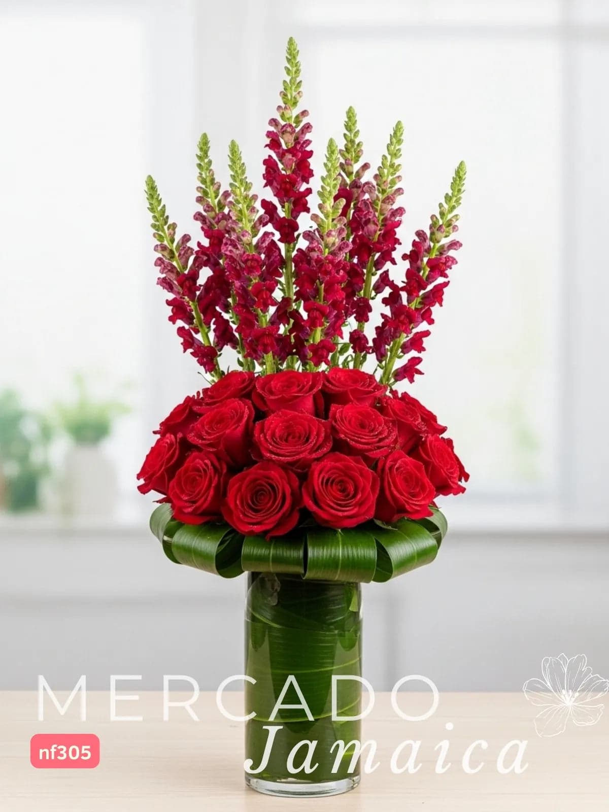 20 Rosas Rojas y Perritos Vino en Florero CDMX