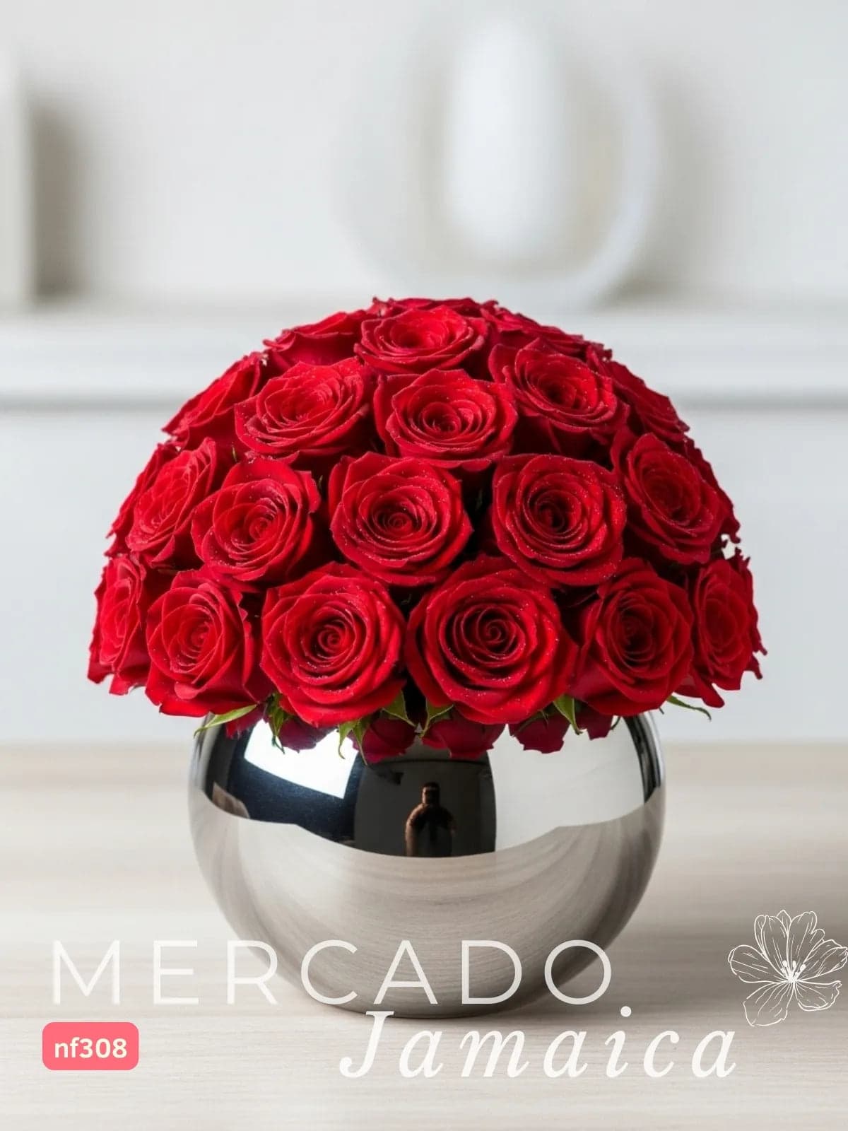 24 Rosas Rojas en Florero Esférico · Entrega CDMX