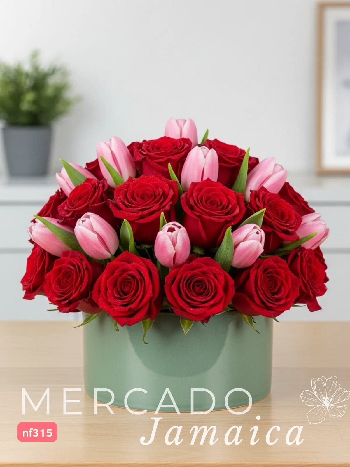 24 Rosas Rojas y 10 Tulipanes Rosa a Domicilio CDMX