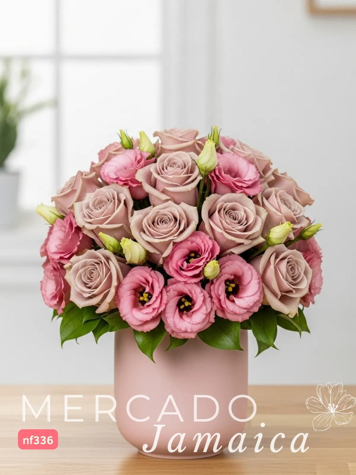 24 Rosas Baylis y Lisianthus Rosa en Bowl CDMX