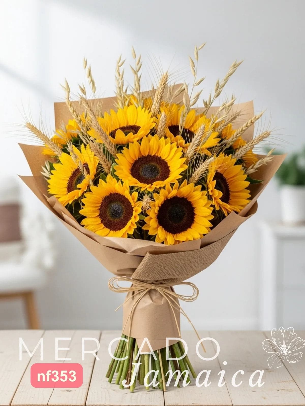 Ramo 10 Girasoles Amarillos con Cebada a Domicilio