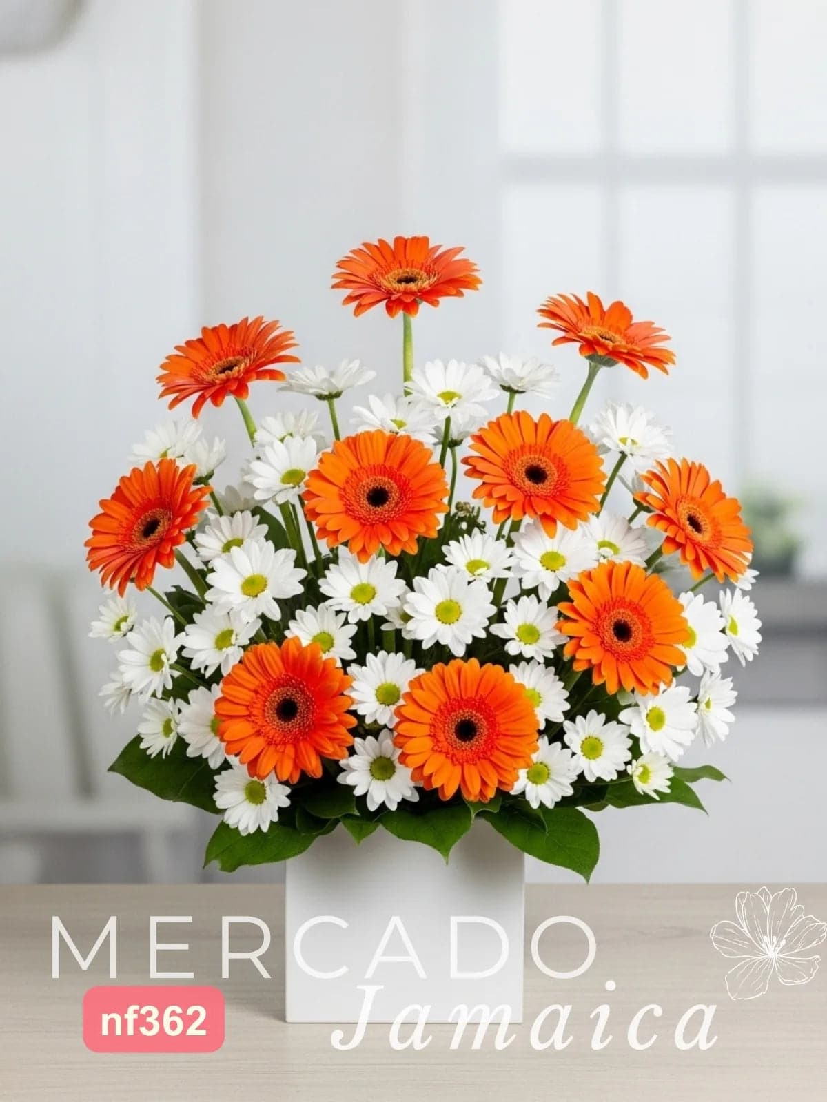 10 Gerberas Naranja con Margaritas CDMX