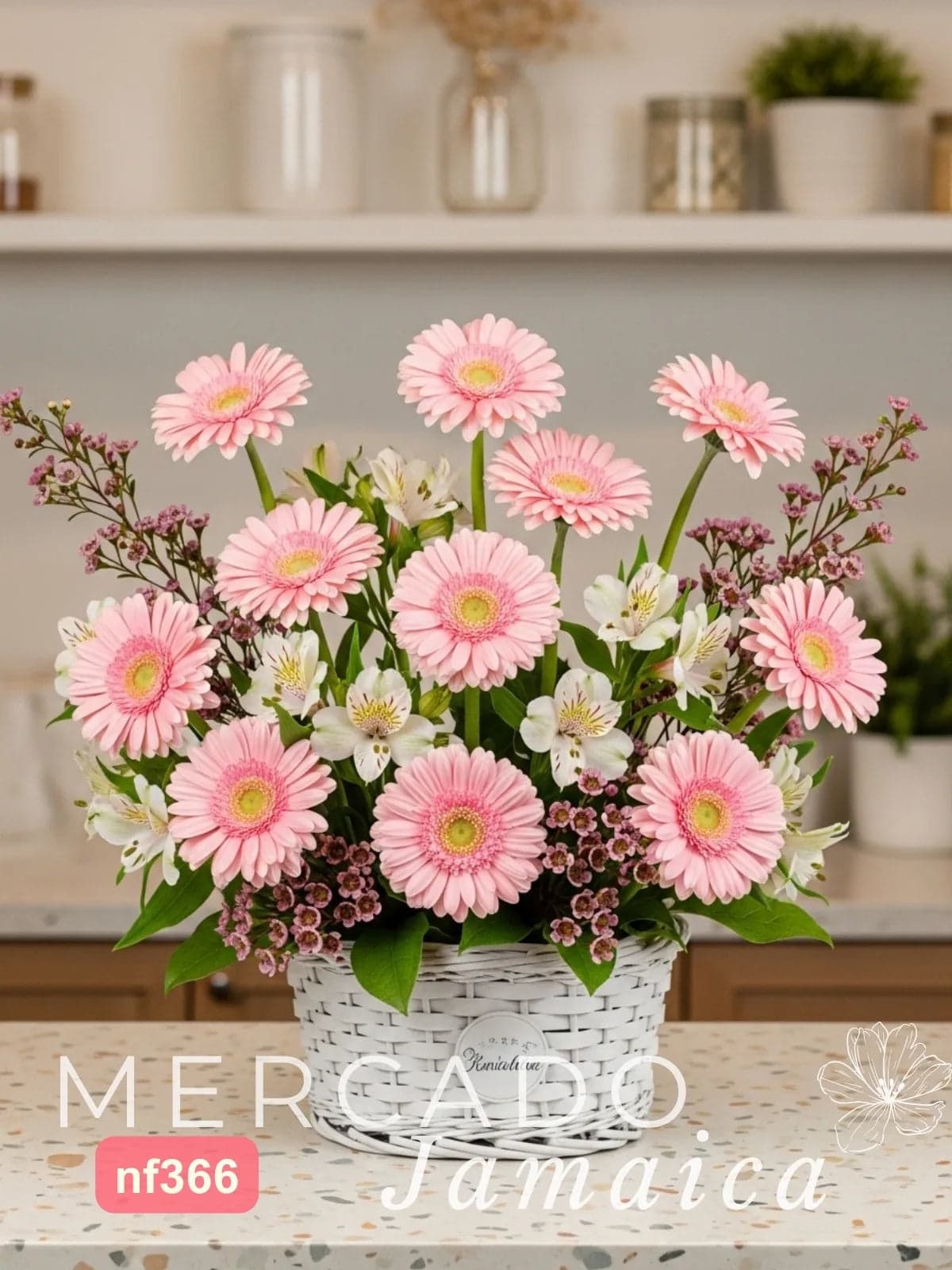 Canasta 10 Gerberas Rosas y Alstroemerias CDMX