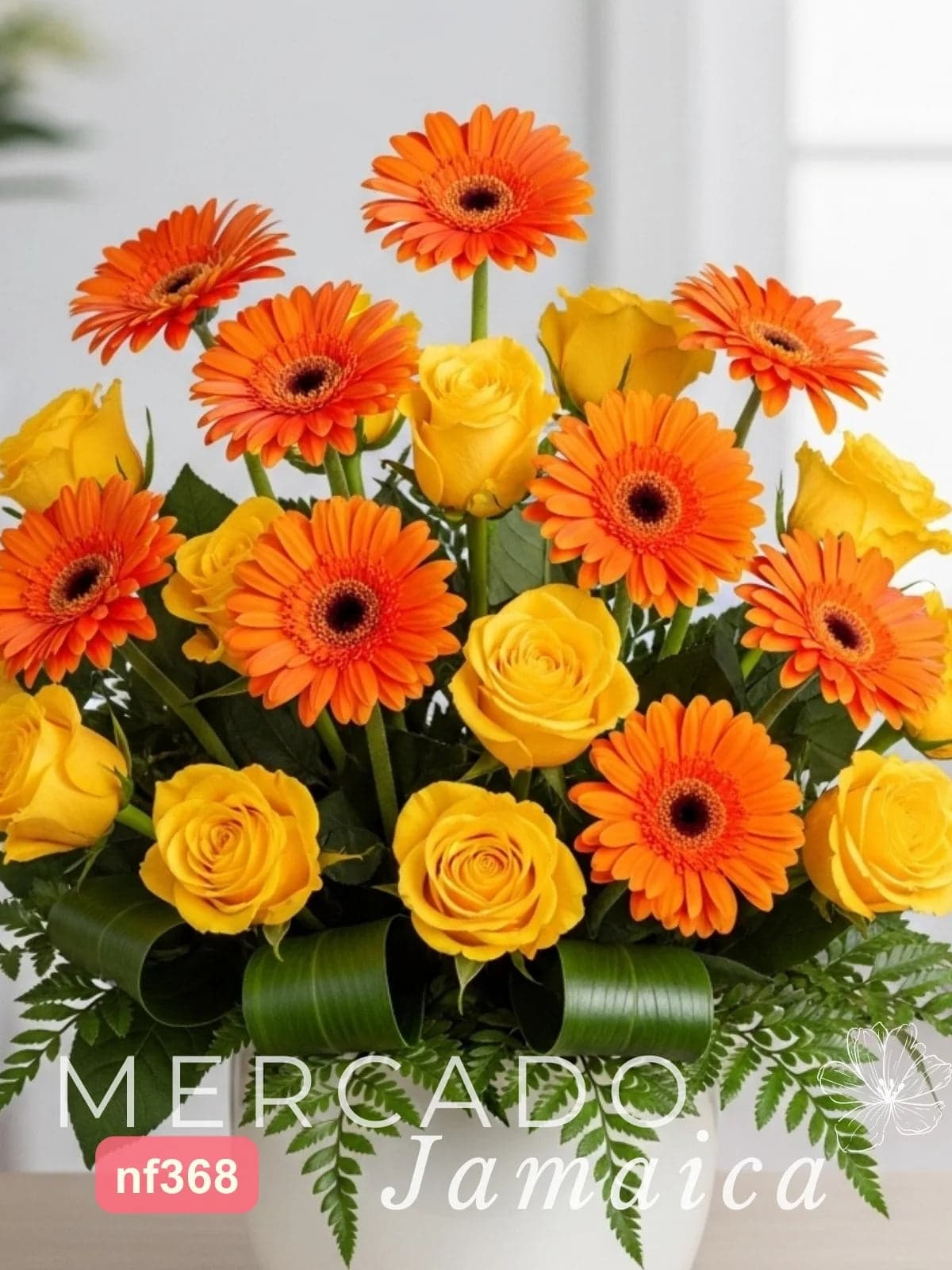 Arreglo 10 Gerberas Naranja y 12 Rosas Amarillas CDMX