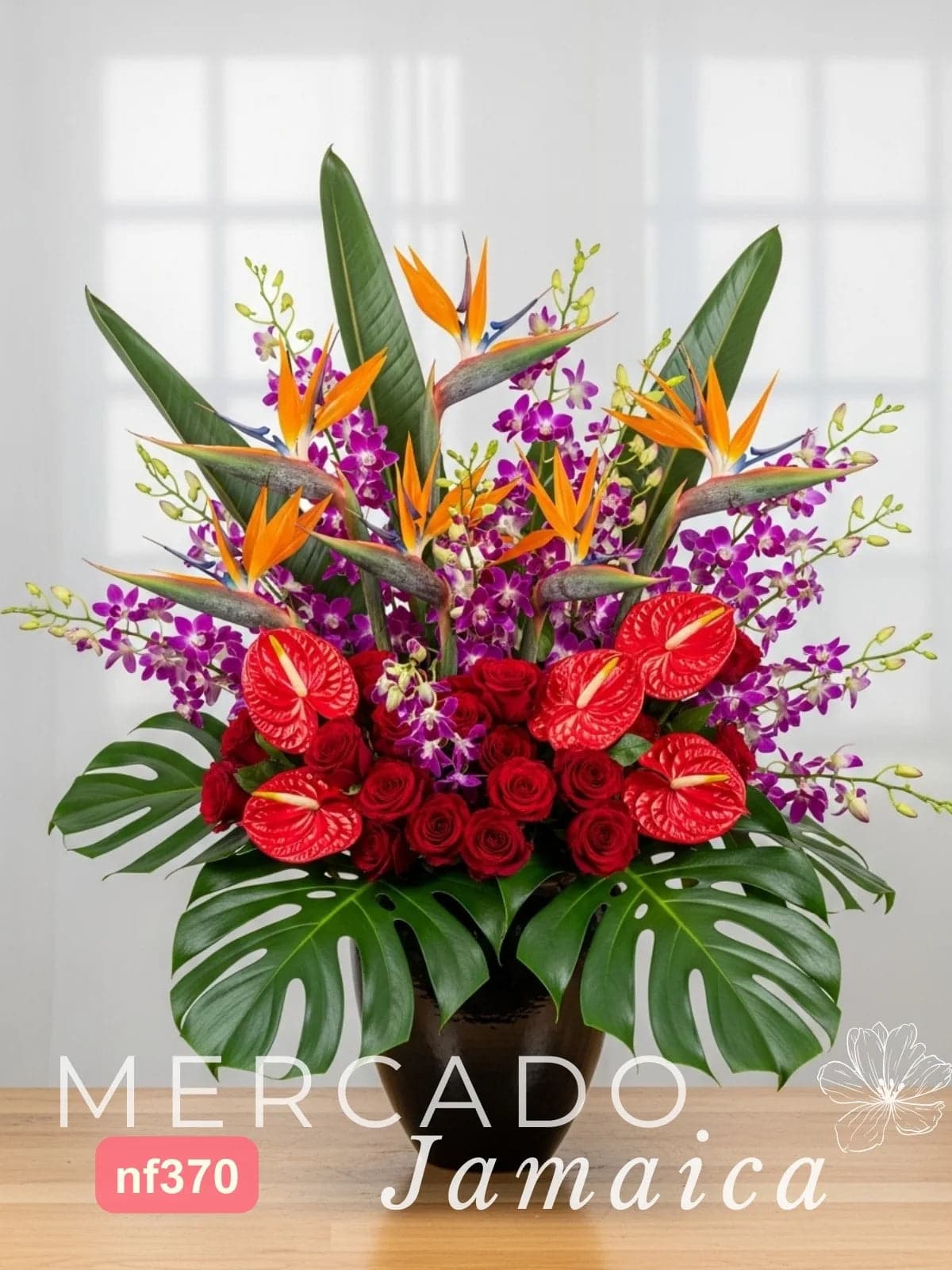 Gran Arreglo Orquídeas, Rosas y Anturios · CDMX