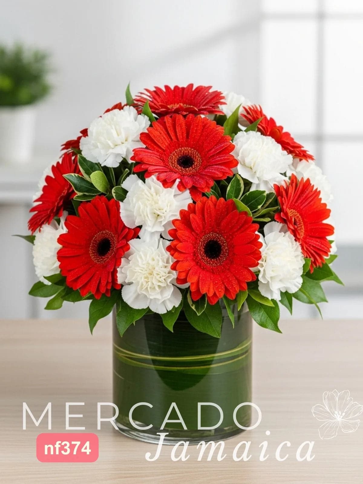 Arreglo 10 Gerberas Rojas y Claveles CDMX