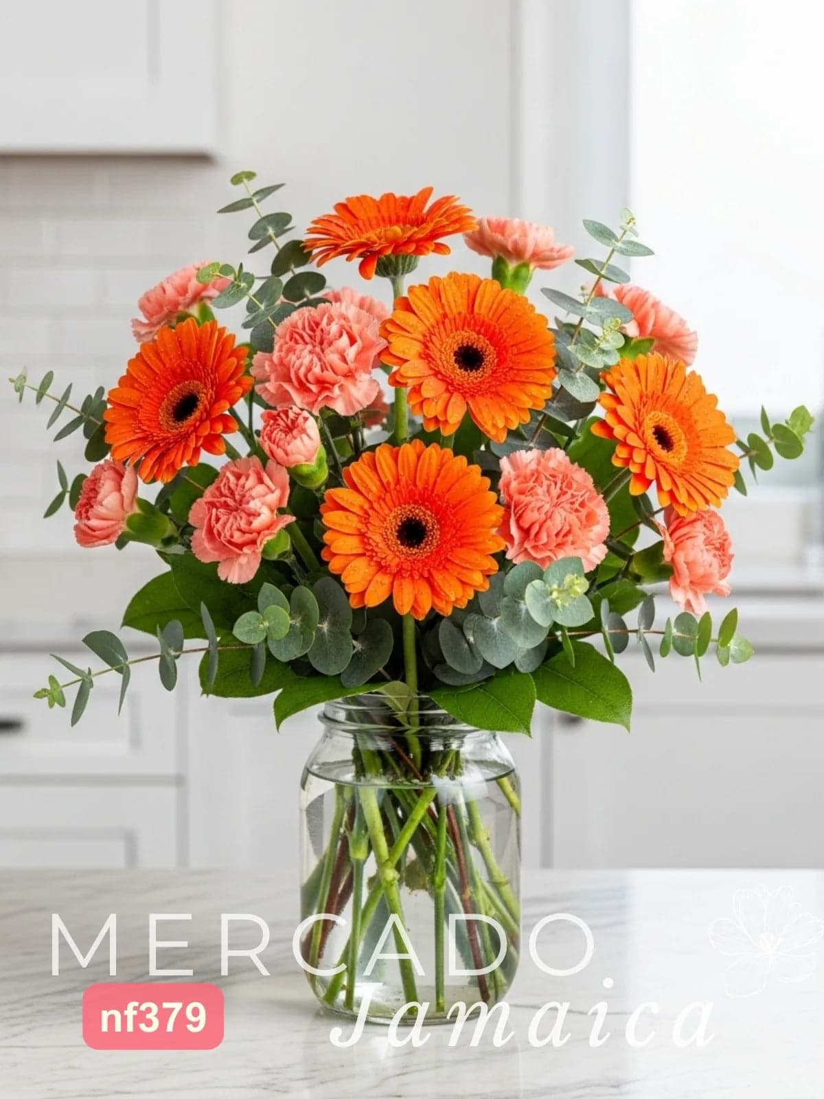 Jar con 10 Gerberas Naranja a Domicilio CDMX