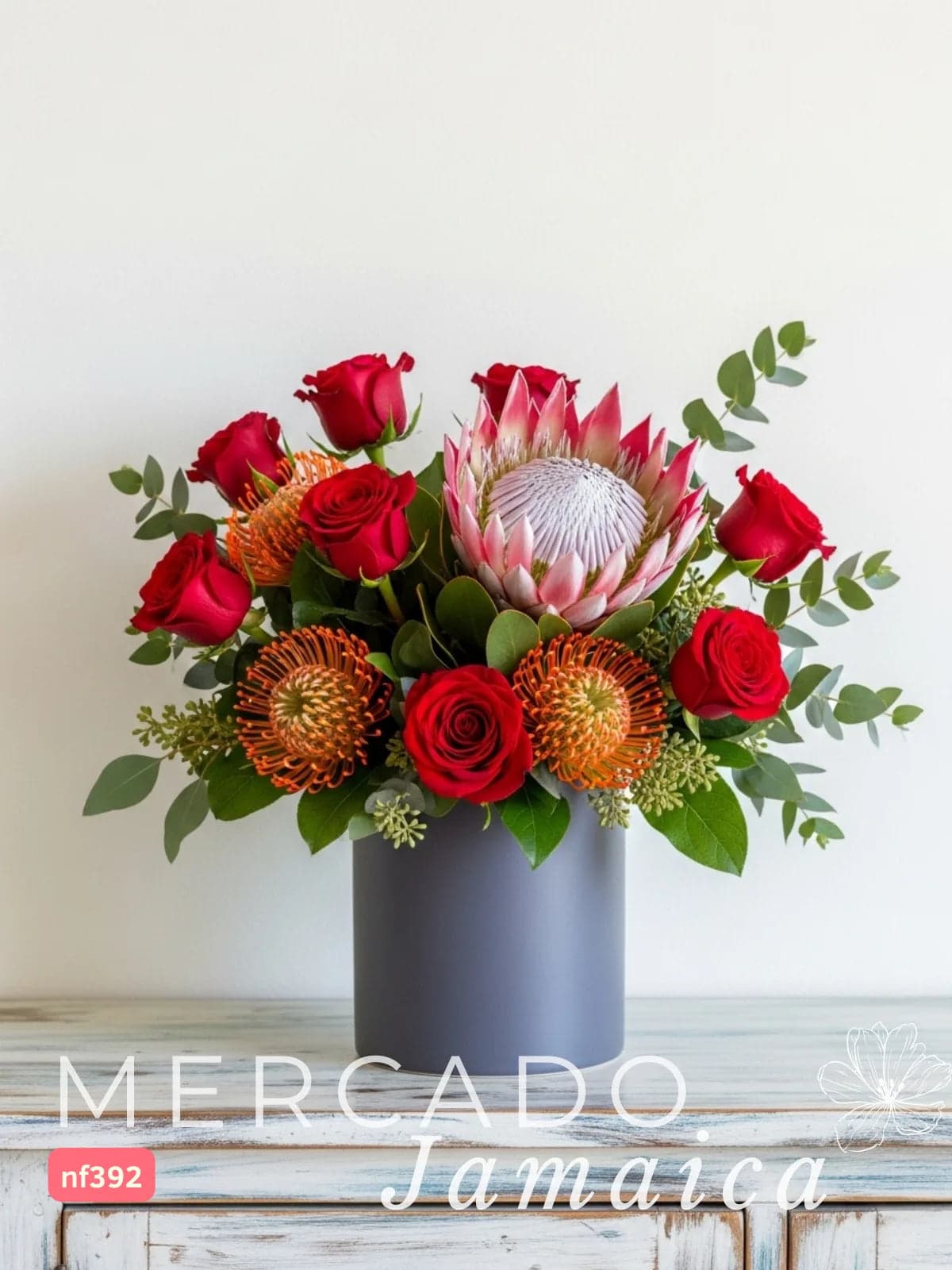 Rosas Rojas, Protea King y Leucospermum CDMX