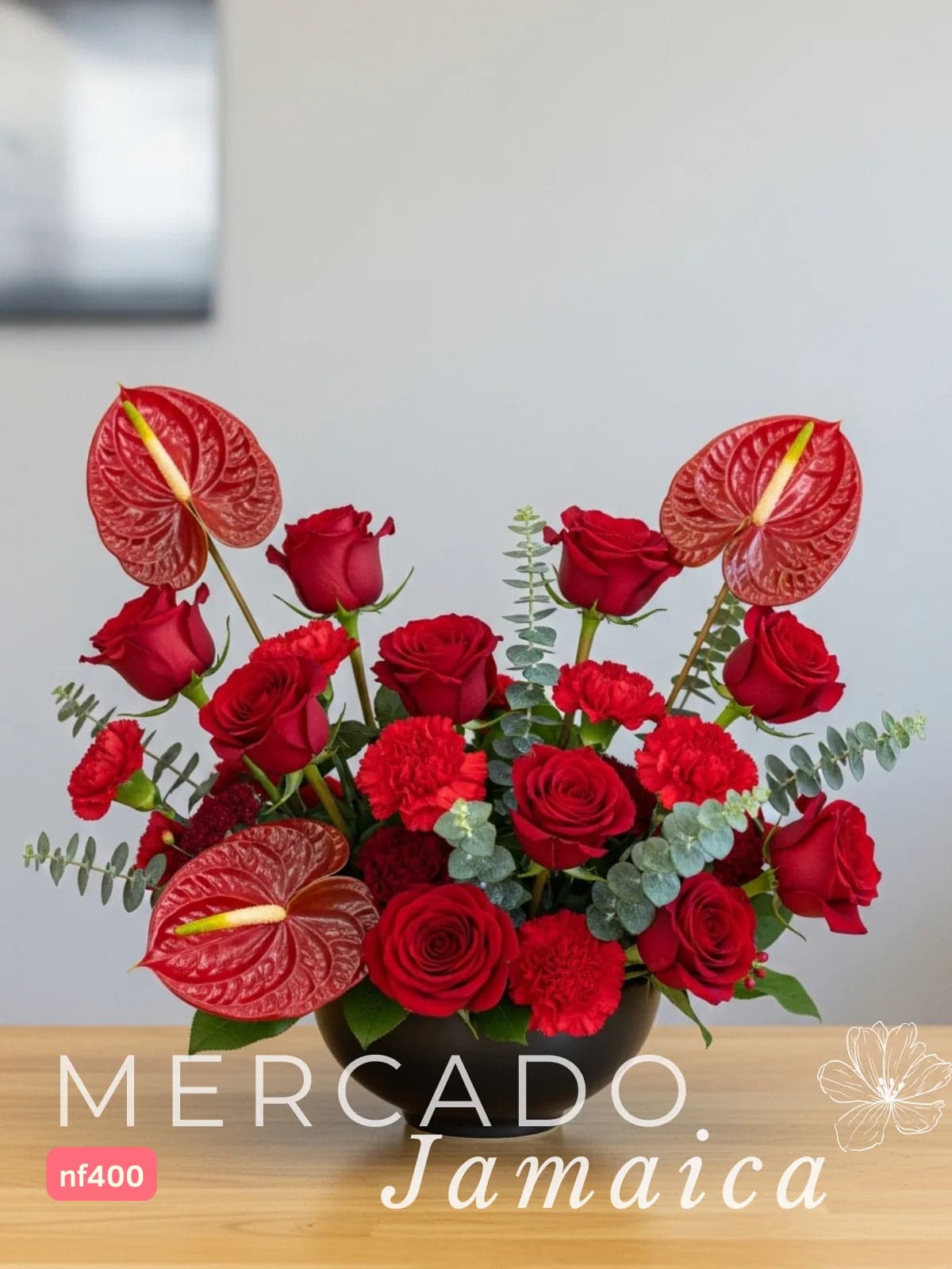 Arreglo 12 Rosas y 10 Claveles Rojos a Domicilio CDMX