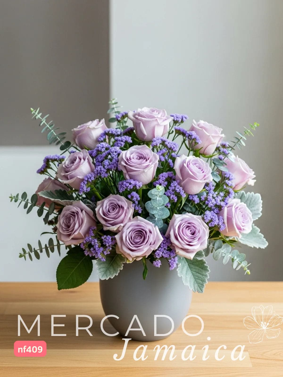 Cielo Lavanda: 12 Rosas Lavanda en Cerámica CDMX