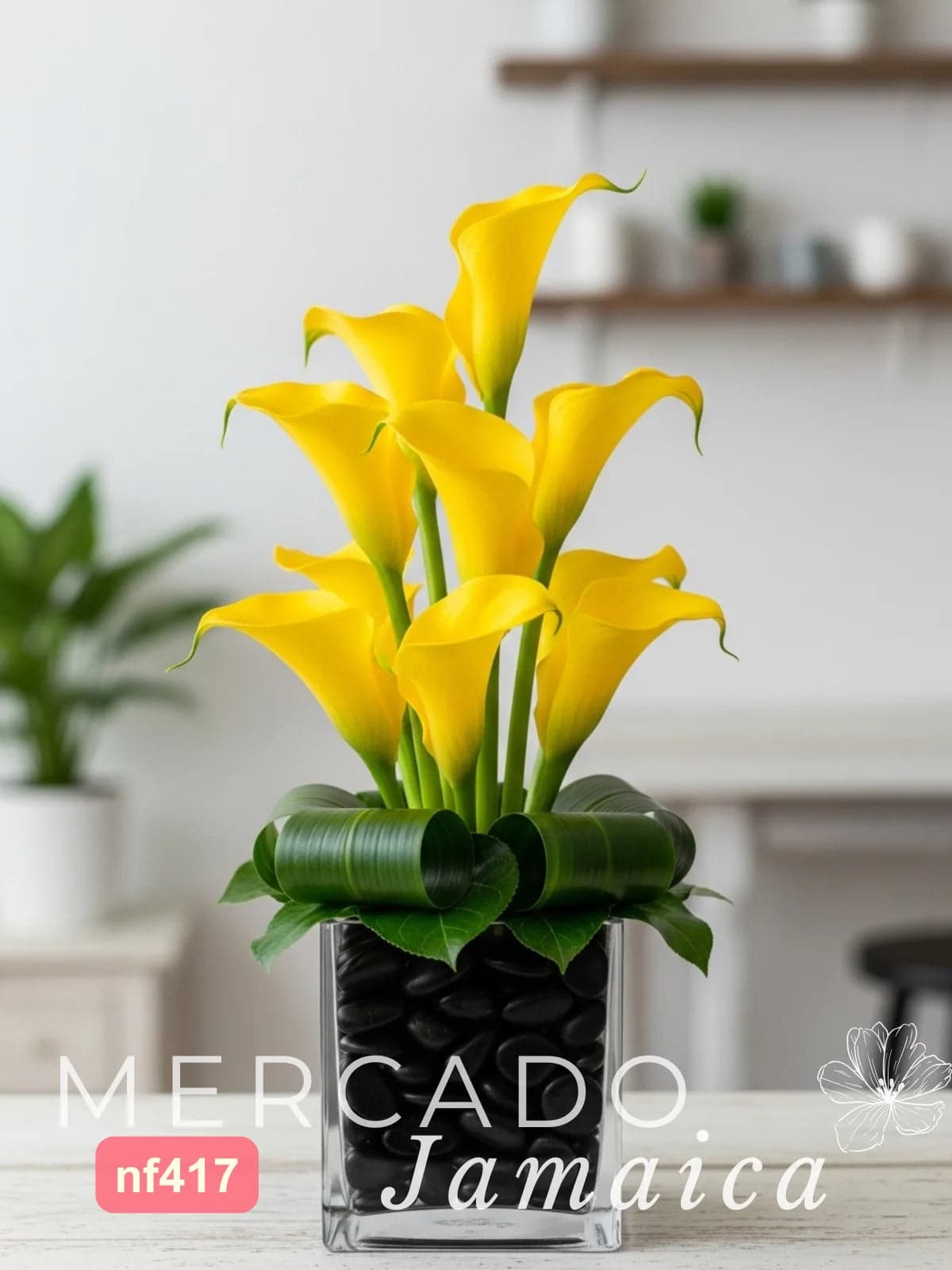 10 Callas Amarillas en Base de Cristal · CDMX