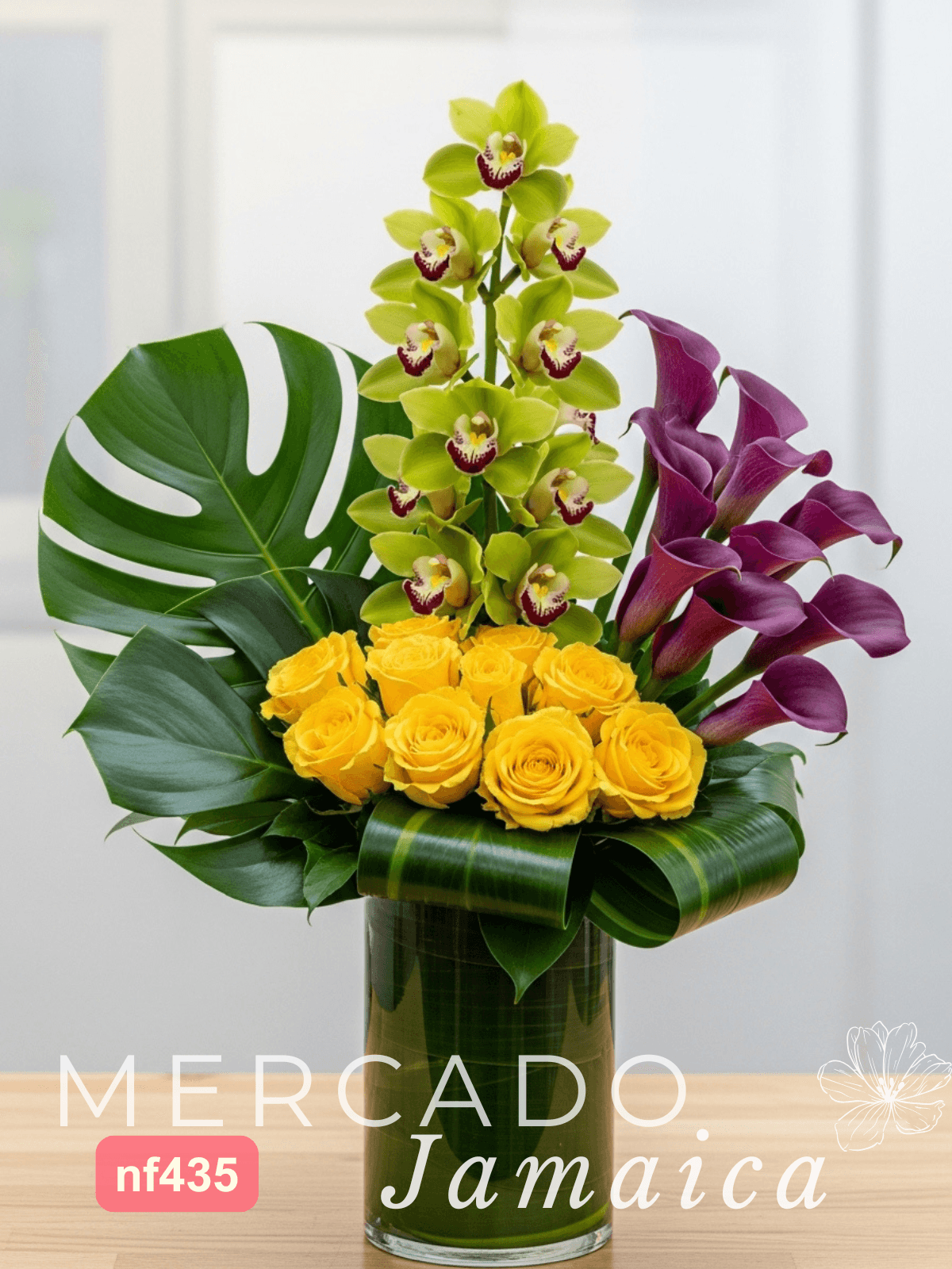 Callas Moradas, Orquídeas y Rosas Amarillas CDMX
