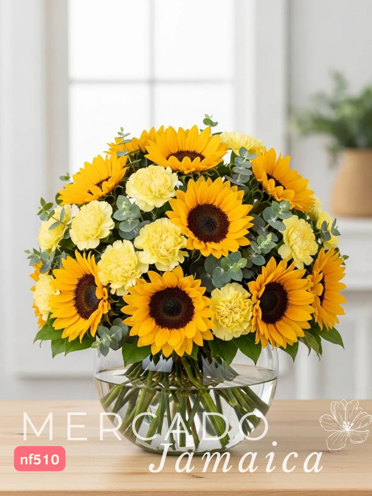 Arreglo 10 Girasoles y Claveles Amarillos CDMX