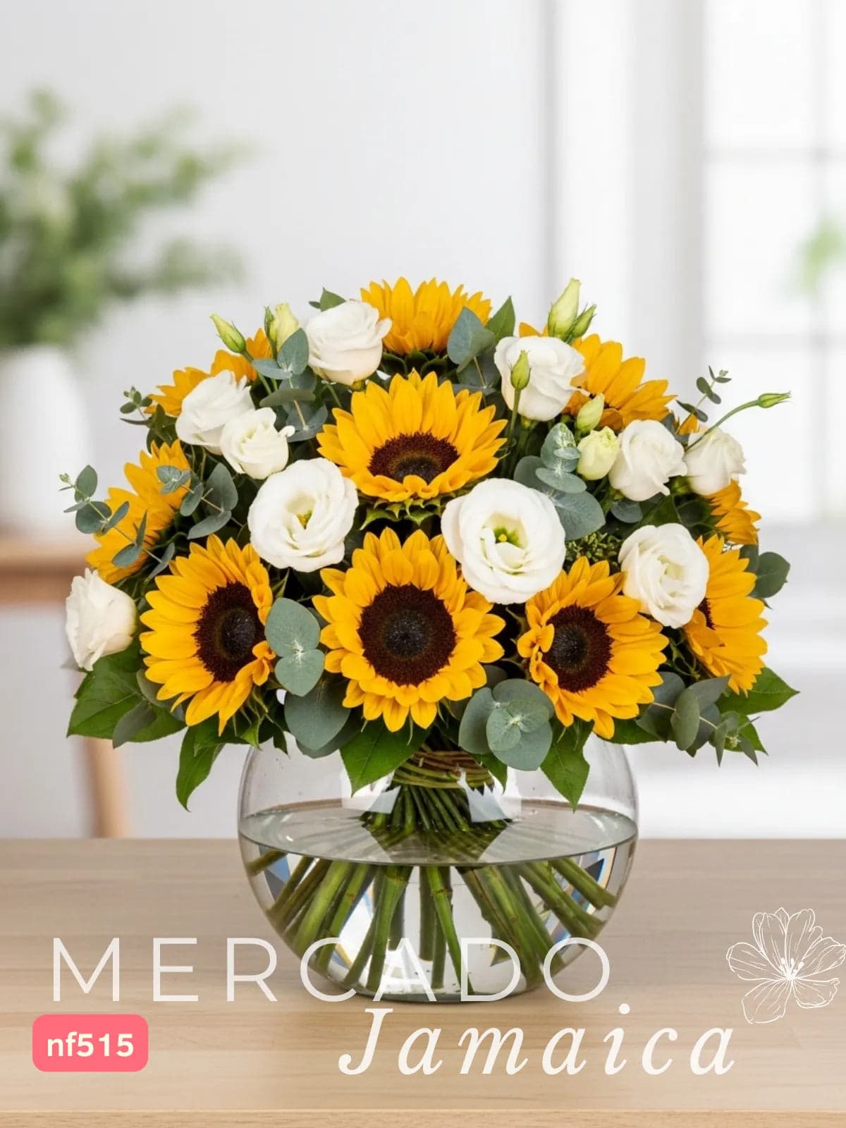 10 Girasoles en Florero Esférico · CDMX a domicilio