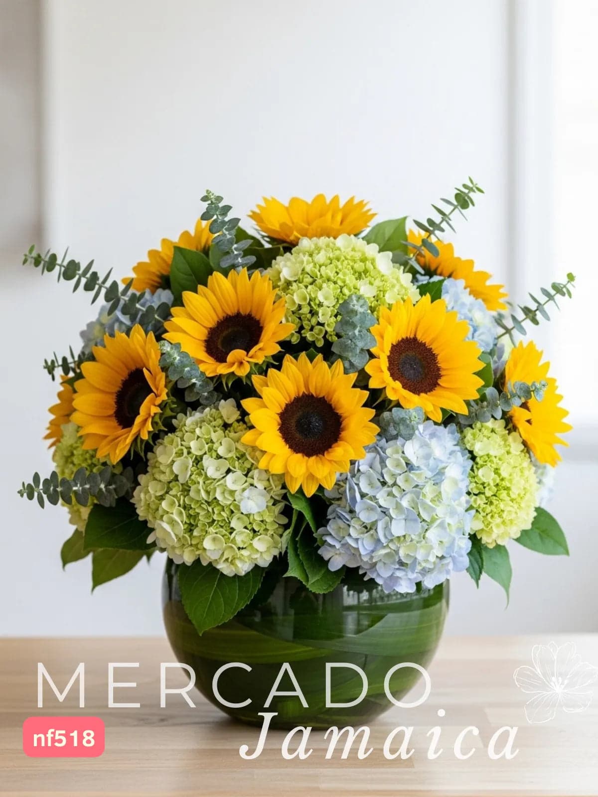 10 Girasoles en Florero Esférico · Entrega CDMX
