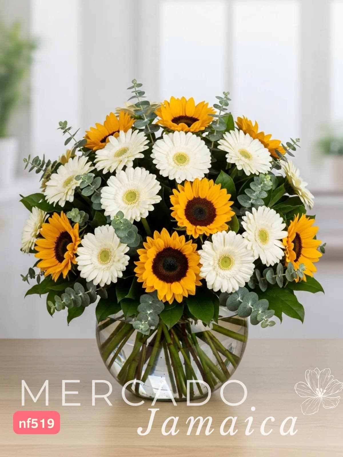 10 Girasoles y Gerberas en Florero | CDMX