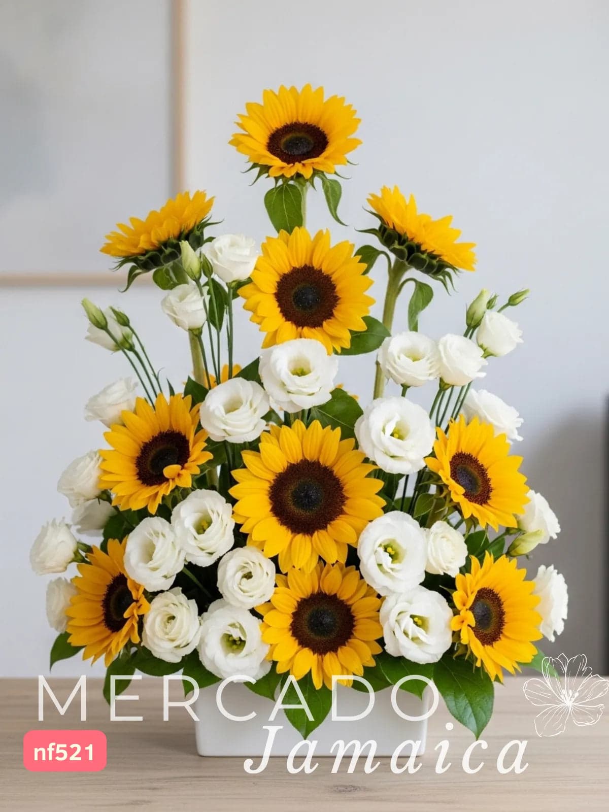 10 Girasoles en Florero de Cerámica · CDMX