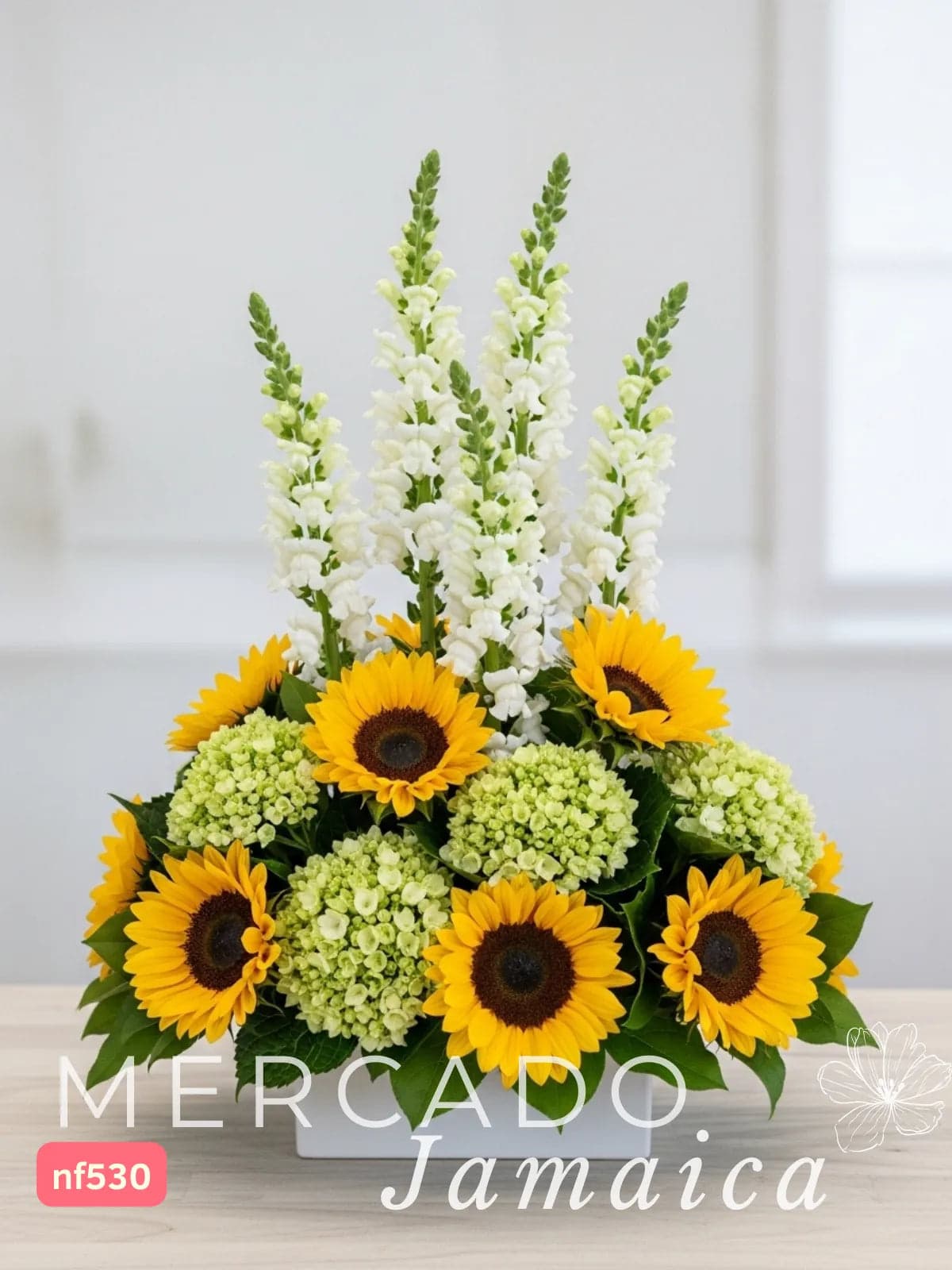 Arreglo 10 Girasoles y Perritos en Florero CDMX