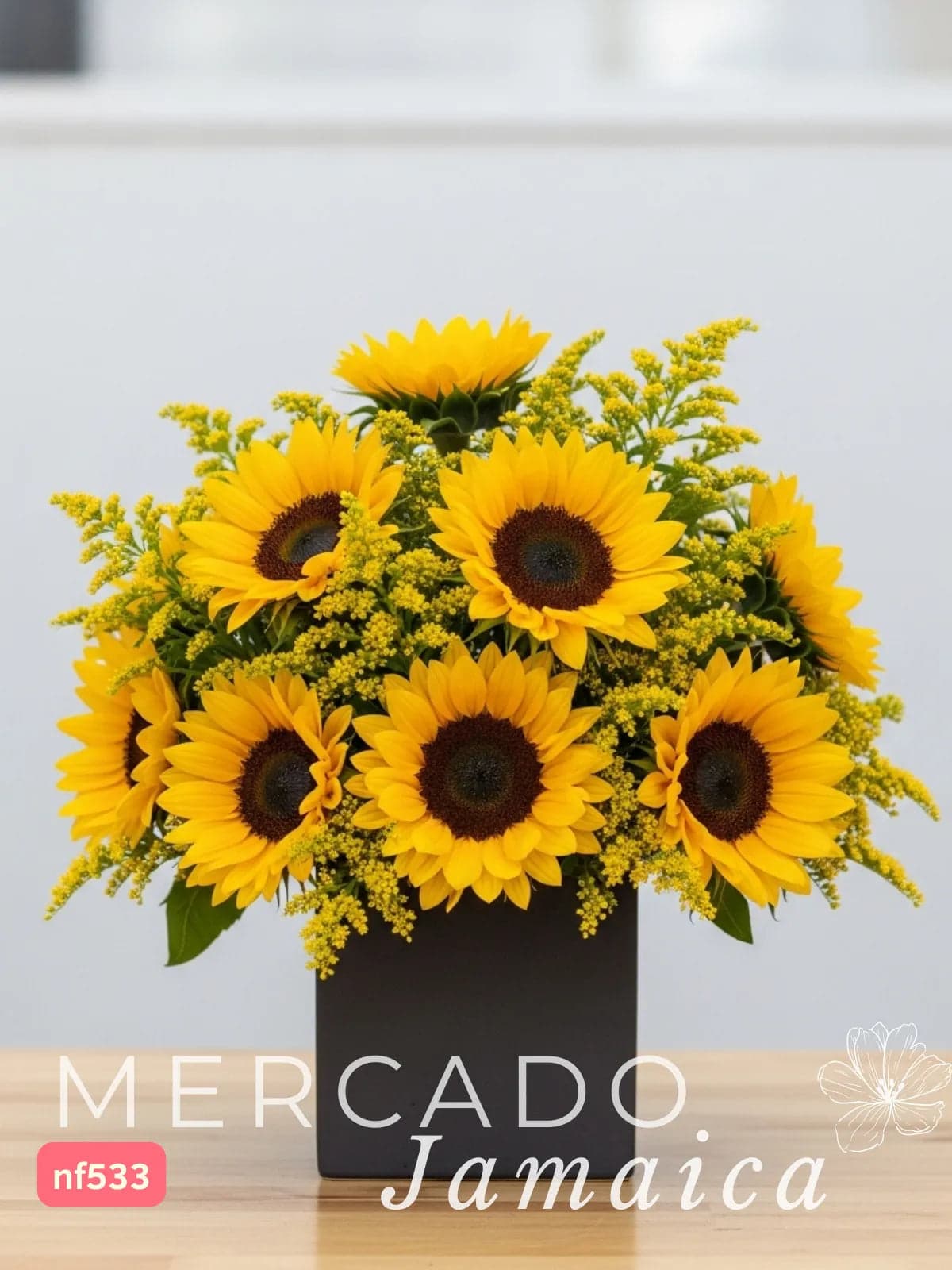10 Girasoles en Florero de Cerámica · CDMX