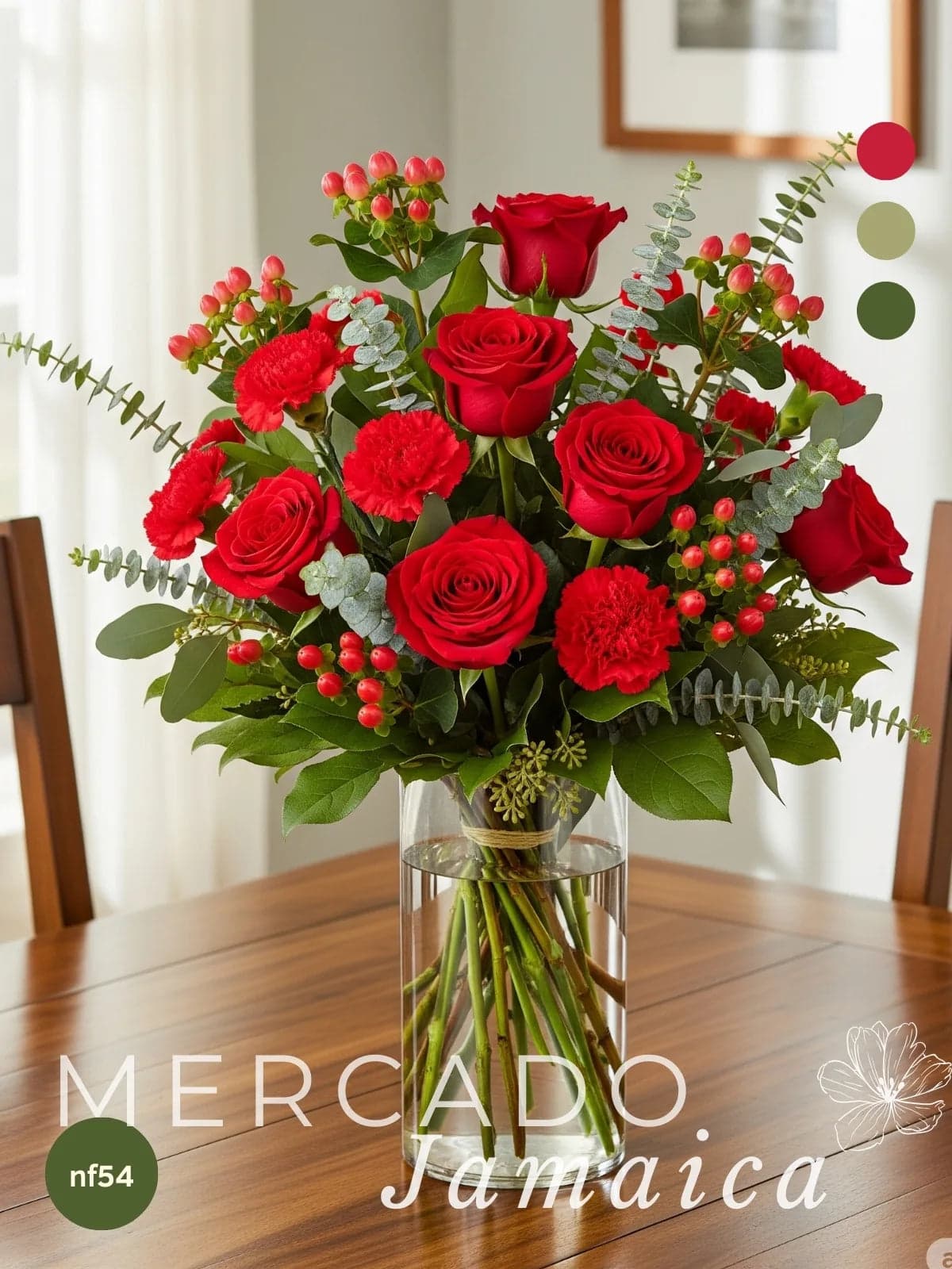 Arreglo Corazón 12 Rosas Rojas en Florero | CDMX