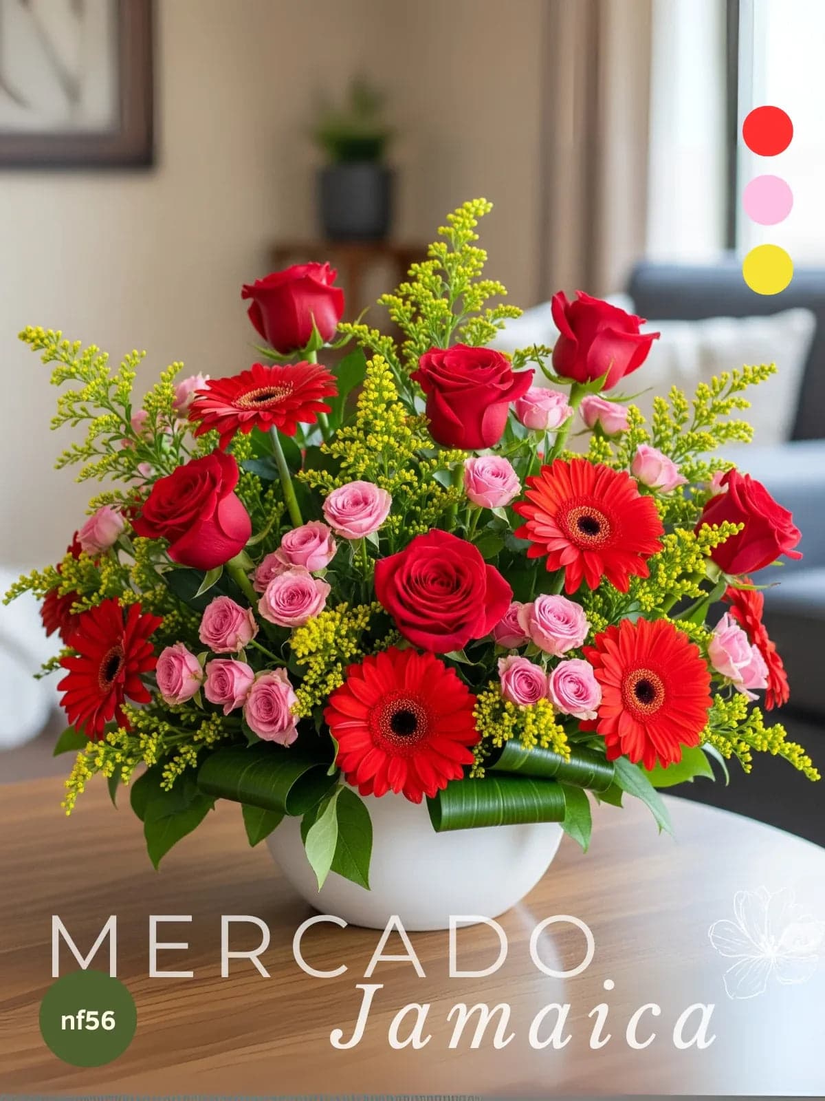 Arreglo 24 Rosas y Gerberas Rojas en Florero CDMX