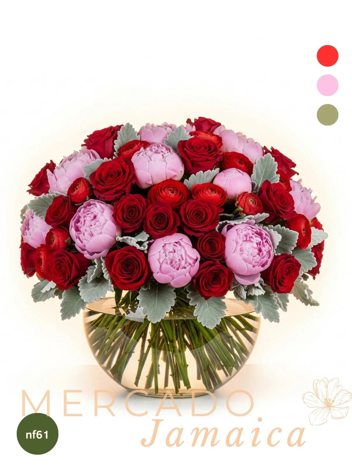 24 Rosas y Peonías Rojas: Arreglo Romántico CDMX