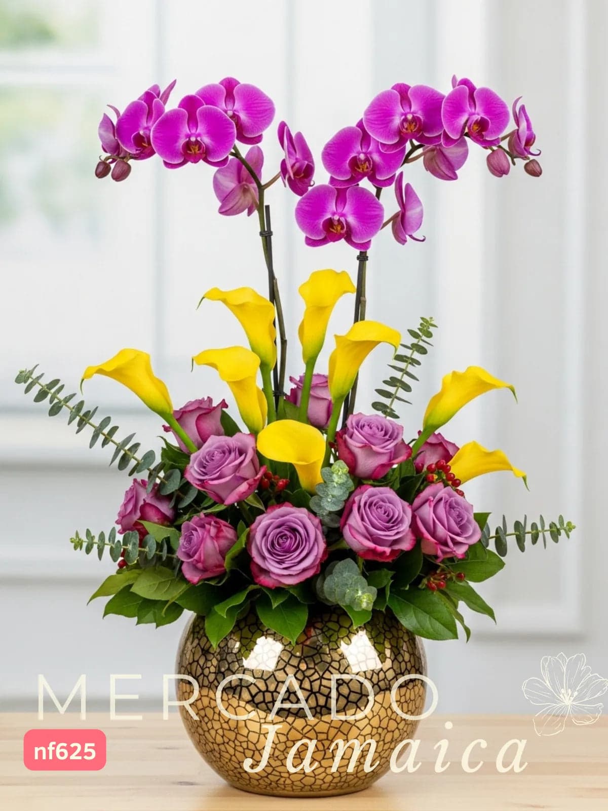 Arreglo Morado Orquídeas y Rosas 12 pz – CDMX