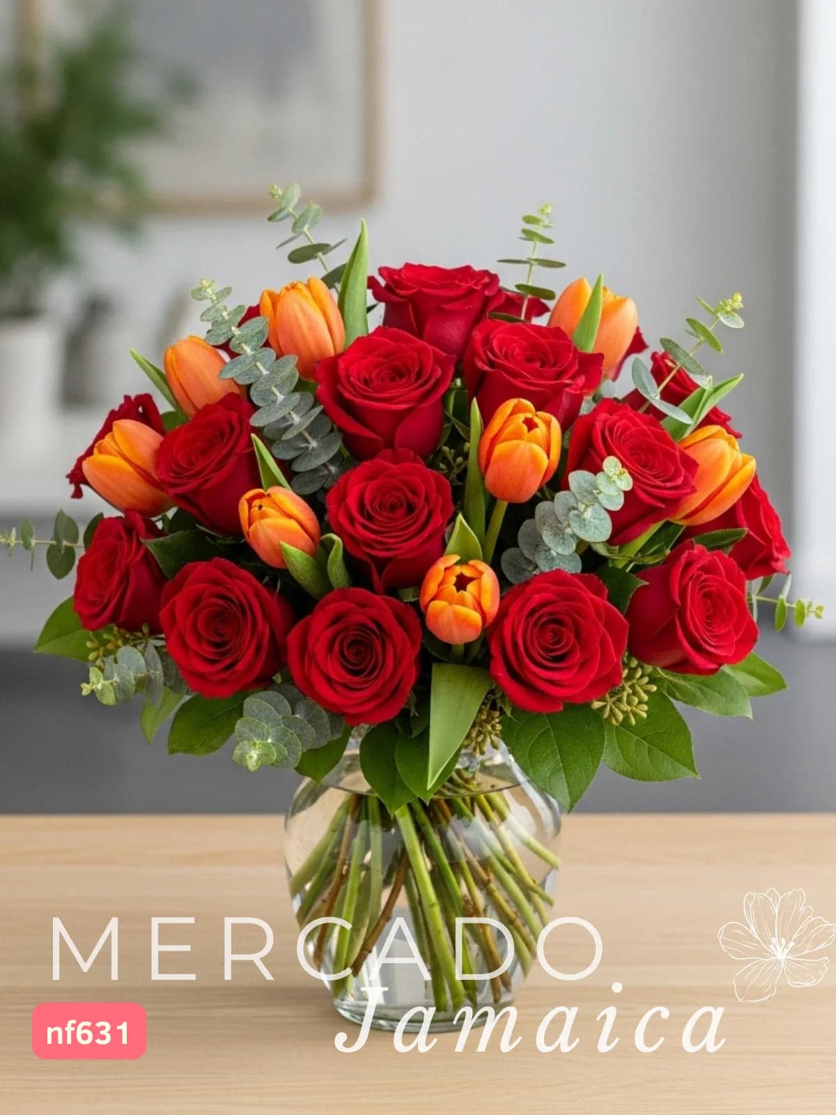 20 Rosas Rojas y 10 Tulipanes Naranja CDMX