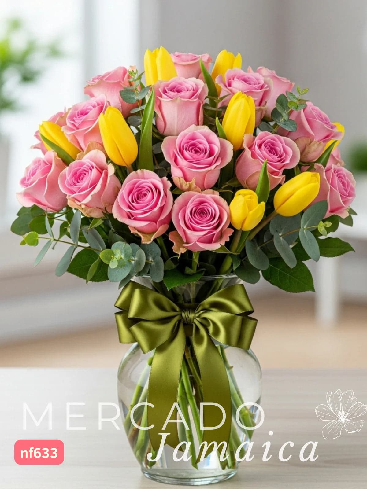 20 Rosas Rosa y 10 Tulipanes Amarillos CDMX